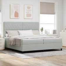 vidaXL Boxspring Ágy Matraccal Világosszürke 200x200 cm Bársonyos ágy és ágykellék