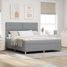vidaXL Boxspring ágy matraccal, világosszürke, szuper king, szövet ágy és ágykellék