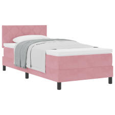 vidaXL Boxspring Ágy Matracokkal Rózsaszín 90x200 cm Bársony (3339217) ágy és ágykellék