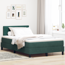 vidaXL Boxspring Ágy Matracokkal Sötét Zöld 120x200 cm Bársony ágy és ágykellék