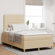 vidaXL Boxspring Ágy Mattal és LED-del Krém 120x200 cm Szövet ágy és ágykellék