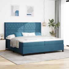 vidaXL Boxspring Ágy Mattal és LED-del Sötétkék 200x200 cm Bársony ágy és ágykellék