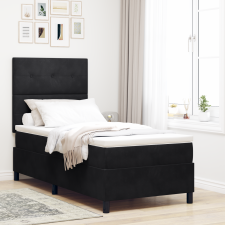 vidaXL Boxspring Ágy Mattal és LED Fekete 100x200 cm Bársonyos ágy és ágykellék