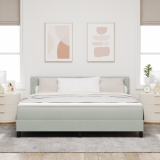 vidaXL Boxspring Ágy Mattal és LED Fénnyel Szürke 180x200 cm Bársonyos ágy és ágykellék