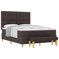 vidaXL Boxspring Ágy Mattal és Pad Dark Brown 140x200 cm Szövet (3344306) ágy és ágykellék