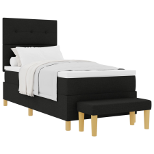 vidaXL Boxspring Ágy Mattal és Pad Fekete 100x200 cm Szövet (3344277) ágy és ágykellék