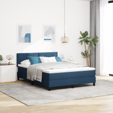 vidaXL Boxspring Ágy Mattal Kék 140x200 cm Szövet ágy és ágykellék