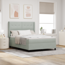 vidaXL Boxspring Ágy Mattal & LED Fény Szürke 140x200 cm Bársony ágy és ágykellék