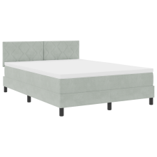 vidaXL Boxspring Ágy Mattal & LED Fény Világosszürke 160x200 cm Bársony (3342728) ágy és ágykellék