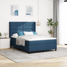 vidaXL Boxspring Ágy Mattal & LED Kék 160x200 cm Szövet ágy és ágykellék