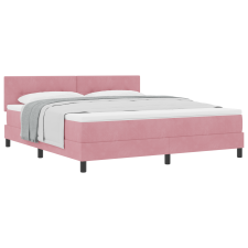 vidaXL Boxspring Ágy Mattal Rózsaszín Szuper King Bársony (3339193) ágy és ágykellék