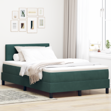 vidaXL Boxspring Ágy Mattal Sötét Zöld Kicsi Dupla Bársony ágy és ágykellék