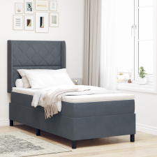 vidaXL Boxspring Ágy Mattal Sötétszürke 100x200 cm Bársony ágy és ágykellék