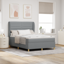 vidaXL Boxspring Ágy Mattal Világosszürke 140x190 cm Szövet ágy és ágykellék