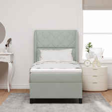 vidaXL Boxspring Ágy Mattal Világosszürke 90x200 cm Bársony ágy és ágykellék