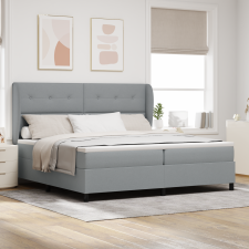 vidaXL Boxspringágy Mattal - Világosszürke, 200x200 cm, Szövet ágy és ágykellék