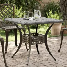 vidaXL Bronzszínű öntött alumínium kerti asztal 80x80x75 cm kerti bútor