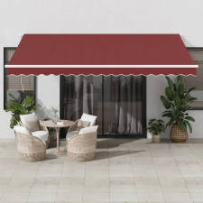 vidaXL burgundi vörös automata kihúzható LED-es napellenző 450x300 cm kerti bútor