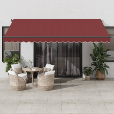 vidaXL Burgundi vörös automata kihúzható led-es napellenző 450x300 cm kerti bútor
