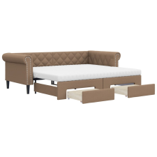 vidaXL cappuccino színű kihúzható műbőr heverő fiókkal 90 x 200 cm (3197738) ágy és ágykellék