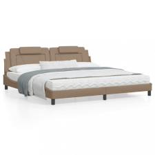 vidaXL Cappuccino színű műbőr ágykeret LED-világítással 200 x 200 cm ágy és ágykellék