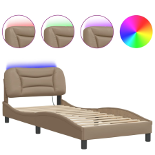 vidaXL cappuccino színű műbőr ágykeret LED-világítással 80 x 200 cm (3213896) ágy és ágykellék