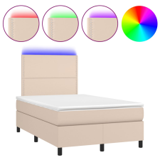 vidaXL cappuccino színű műbőr rugós ágy matraccal és LED-del 120x200cm (3135878) ágy és ágykellék