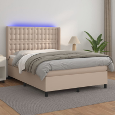 vidaXL cappuccino színű műbőr rugós ágy matraccal és LED-del 140x200cm ágy és ágykellék