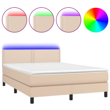 vidaXL cappuccino színű műbőr rugós ágy matraccal és LED-del 140x200cm (3134170) ágy és ágykellék
