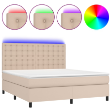 vidaXL cappuccino színű műbőr rugós ágy matraccal és LED-del 180x200cm (3135962) ágy és ágykellék