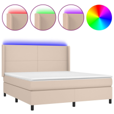 vidaXL cappuccino színű műbőr rugós ágy matraccal és LED-del 180x200cm (3139282) ágy és ágykellék