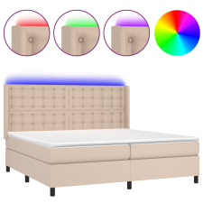 vidaXL cappuccino színű műbőr rugós ágy matraccal és LED-del 200x200cm (3139408) ágy és ágykellék