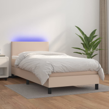 vidaXL cappuccino színű műbőr rugós ágy matraccal és LED-del 90x190 cm ágy és ágykellék