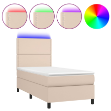 vidaXL cappuccino színű műbőr rugós ágy matraccal és LED-del 90x200 cm ágy és ágykellék