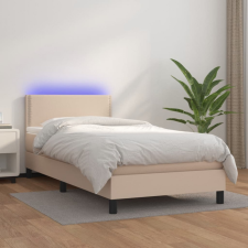 vidaXL cappuccino színű műbőr rugós ágy matraccal és LED-del 90x200 cm ágy és ágykellék