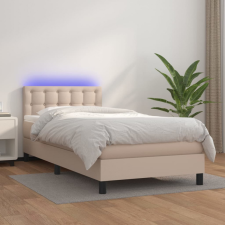 vidaXL cappuccino színű műbőr rugós ágy matraccal és LED-del 90x200 cm ágy és ágykellék