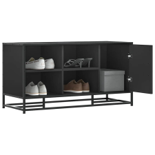 vidaXL Cipőpad Fekete 100x40x53,5 cm Fából és fémből készült pad bútor