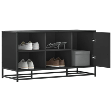 vidaXL Cipőpad Fekete 100x40x53,5 cm Fából és fémből készült pad bútor