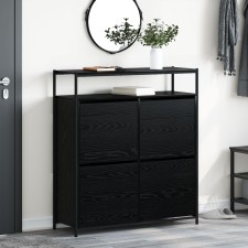 vidaXL Cipőszekrény 4 Flip-Ajtóval Fekete Tölgy 100x34x112 cm bútor