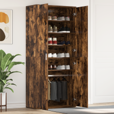 vidaXL Cipőszekrény Füstölt Tölgy 80x39x180 cm Szerelt Fa bútor