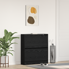vidaXL Cipőtároló Flip Fiókkal Fekete Tölgy 80x21x87,5 cm bútor