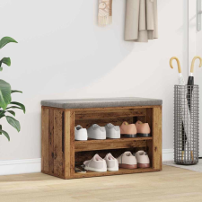 vidaXL Cipőtartó polcokkal tárolóval Régi fa 75 x 35 x 45 cm Faanyag bútor