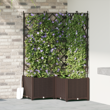 vidaXL Cserép Támasszal 3 db Barna 80x80x143 cm kerti tárolás