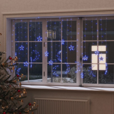 vidaXL csillag és hold fényfüzér 345 kék LED-del és távirányítóval kültéri izzósor