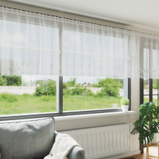 vidaXL Csipkés Függöny függönyökkel Virágos Fehér 600 x 80 cm Poliészter lakástextília