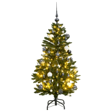 vidaXL csuklópántos műkarácsonyfa 150 LED-del és gömbökkel 120 cm (3210101) műfenyő