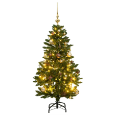 vidaXL Csuklópántos műkarácsonyfa 150 led-del és gömbökkel 150 cm műfenyő