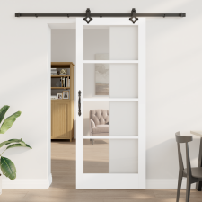 vidaXL Csúszó Ajtó Felszerelési Készlet Fehér 86x211 cm Tömör Fa Fenyő nyílászáró