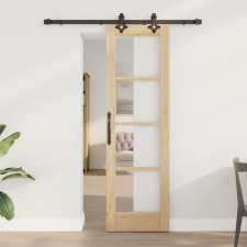 vidaXL Csúszó Ajtó Hardver Készlete 61x198.5 cm Tömör Fa Fenyő nyílászáró