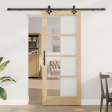 vidaXL Csúszó Ajtó Hardver Készlettel 83x202 cm Tömör Fa Fenyő nyílászáró